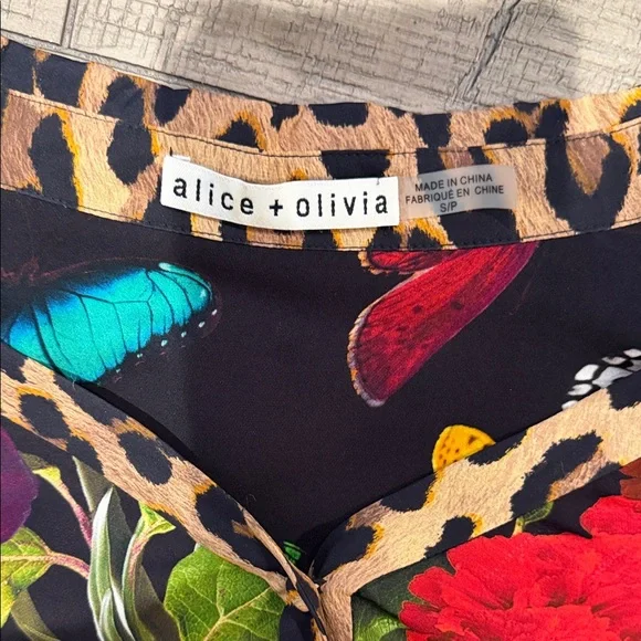 Alice + Olivia Multicolor Floral and Animal Print Blouse - Picture 3 of 3